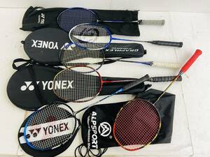 (23828)□バドミントン ラケット 6本セット まとめ売り[YONEX/Alpsport/B-1000/CRAPHLEX 080/NANOSPEED 500/B-600 MUSCLE]中古品