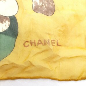 ◆シャネル CHANEL 大判 シルク シフォン スカーフ レディース オレンジ×グリーン 花柄 ボタニカル チューリップ カーネーション6CC/90335の画像7