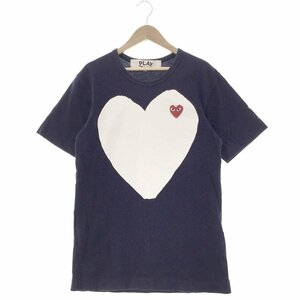 ●PLAY COMME des GARCONS プレイ コムデギャルソン ハートロゴTシャツ サイズS メンズ レディース ネイビー コットン AZ-T184 1AA/90629