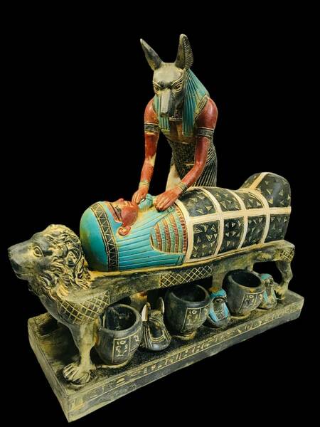 【超レア品】古代エジプト アヌビスのミイラ作り像 シルクロード 出土品 ウシャブティ エジプト展 坐像 魔除け護符 石器 ガンダーラ