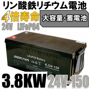 余裕のリン酸鉄リチウム電池、増量簡単、キャンピングカー、キッチンカー、【西濃営止送料無料SEKIYA LiFePO4 リン酸鉄リチウム　24v150Ah