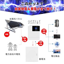 最安にして最強！2050ハイブリッドインバーター ソーラー発電 蓄電セット 1600w ソーラーパネル 架台付 5000w出力 7200wh蓄電 SEKIYA_画像3