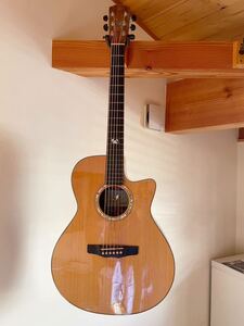 [ used ]Morris Morris S-101 acoustic guitar kata way wistaria forest . Akira hand made original hard case attaching 