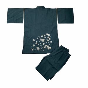 [ Edo ..] with translation half-price and downward! jinbei ... weave ... cotton 100%.. men's small of the back . Sakura navy blue 3L