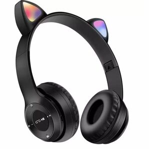 猫ミミ発光ヘッドホン ゲーミングヘッドセット ブラック