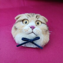 もたこ 羊毛フェルト猫 ハンドメイド スコティッシュフォールド ネコ ブローチ 猫　猫ブローチ　羊毛フェルト猫ブローチ　猫のブローチ_画像6