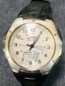 1円【中古品】CASIO wave ceptor WR10BAR world timeウェーブセプター カシオ 腕時計 