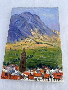 Art hand Auction ◆真作 油絵 スペインの古塔 徳嵩光造 SMキャンバス画 ◆B-618, 絵画, 油彩, 自然, 風景画