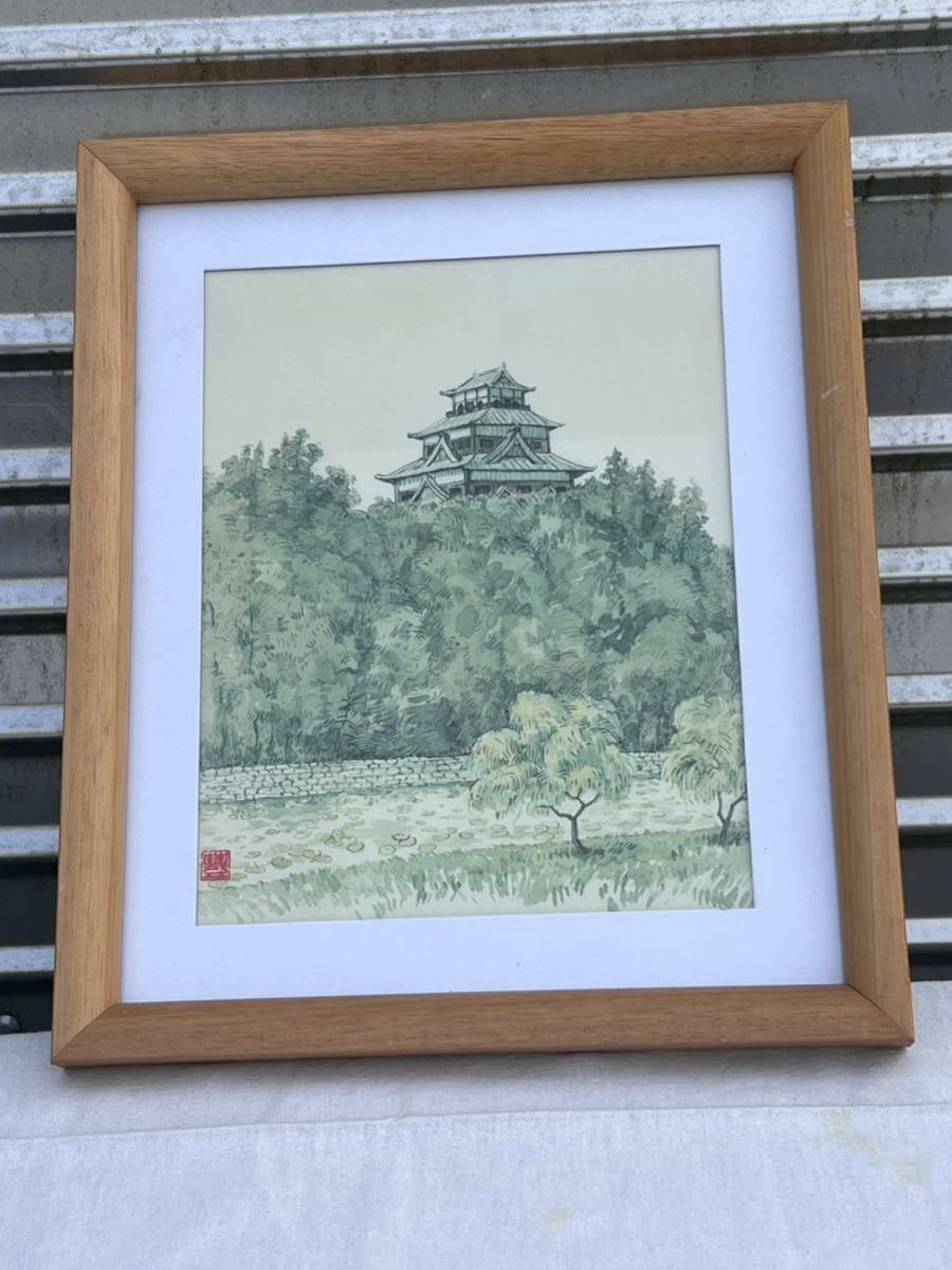 ◆复制广岛城水彩画加藤丰带框◆B-619, 艺术品, 绘画, 其他的