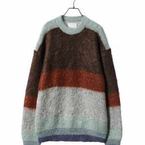 YOKE 23AW MOHAIR BORDER CREWNECK SWEATER