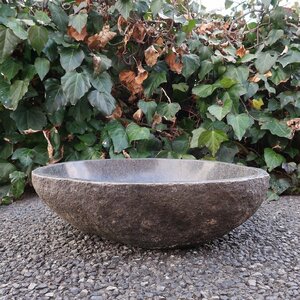  natural stone ...... hand water pot Rebirth tone L 49X41 Tsukuba . water lily pot .... pot me Dakar pot medaka pot garden tsubo garden stone material 250926