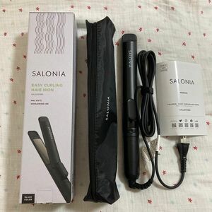 サロニア SALONIA ブラック ヘアアイロン マイナスイオン イージーカール