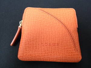 ロエベ　LOEWE　コインケース　USED　小銭入れ　レザー　オレンジ　美品