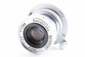 ■美品■KONICA Hexar 50mm F3.5 Konishiroku 沈胴 L ライカ■F191 コニカ