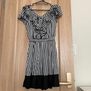 [ including carriage ]680 jpy start *M Cecil McBee CECIL Mc BEE waist rubber stripe Mini One-piece quality tag light ground . series Gothic and Lolita Lolita Z