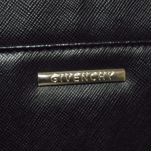 美品 GIVENCHY ジバンシィ サフィアーノ レザー ロゴ金具 セカンドバッグ ハンドバッグ ハンドル付き 黒 ブラック シルバー金具の画像2