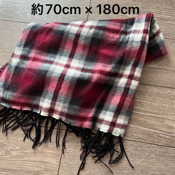 ブランケット 膝掛け マフラー ポンチョ チェック 70×180cm