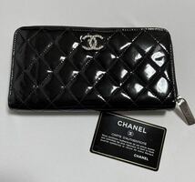 CHANEL パテント　長財布ラウンドファスナー ブラック シャネル _画像1