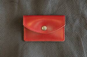 本革製 シンプル カードケース CC1 WR ワンレッド 赤色 カード入れ 本革 牛革 少量サイズ