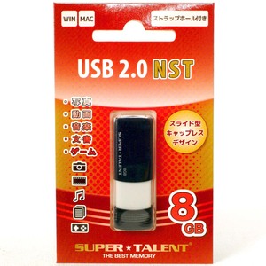 USBメモリ【8GB】USB2.0 NST 黒 スーパータレント ST2U8NSTBW【即決】SUPER TALENT アーキサイト★ストラップホール付 4582353583301 新品