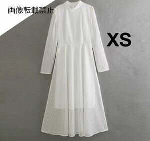 vintage ヴィンテージ レトロ シアー ハイネック ロング ワンピース XSサイズ レディース★ZARA 好きな方に★2024 新作 新品未使用★