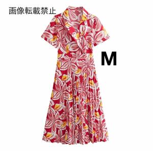 vintage ヴィンテージ レトロ フラワー 花柄 シャツワンピース Mサイズ レディース★ZARA 好きな方に★2024 早春新作 新品未使用★