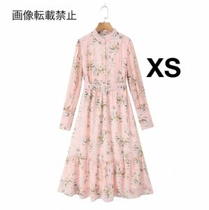 pink ピンク vintage ヴィンテージ レトロ フラワー 花柄 ワンピース XSサイズ レディース★ZARA 好きな方に★2024 新作 新品未使用★