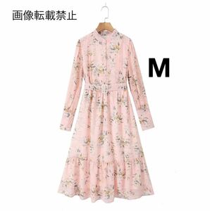 pink ピンク vintage ヴィンテージ レトロ フラワー 花柄 ワンピース Mサイズ レディース★ZARA 好きな方に★2024 新作 新品未使用★