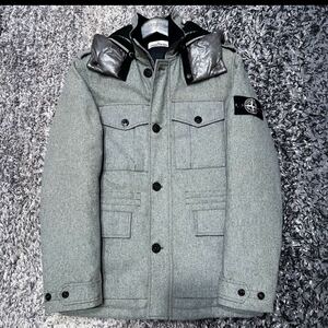 【美品】STONE ISLAND M-65 ウール ダウン S グレー ブルゾン ICE JACKET WOOL BLEND