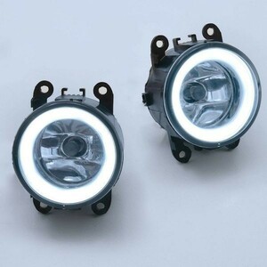 スズキ エブリイ ワゴン DA17W DA64W ホワイト LED ファイバー イカリング 付き H8 フォグランプ ガラスレンズ 汎用 DB169