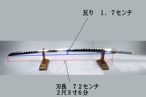 【拵のツナギや居合使用などにも、２尺３寸６分　７２センチ、刀身のみ】ご活用下さい