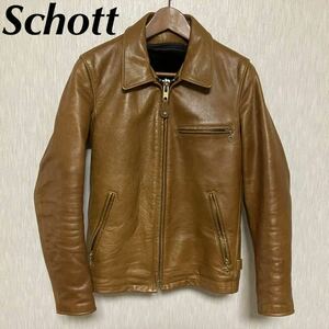 ボアライナー付 Schott ショット 643 茶革 シングルライダースジャケット 32 ARROW VANSON バンソン ルイスレザー エアロレザー 666