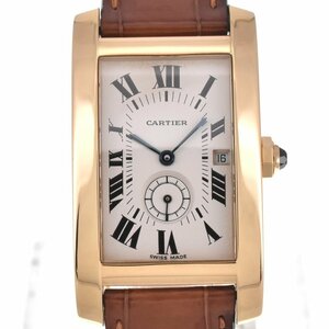 カルティエ CARTIER W2600951 タンクアメリカン MM スモールセコンド K18YG/レザー クォーツ ユニセックス 良品 H#128750