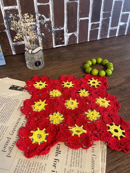 ハンドメイド レース編み ドイリー