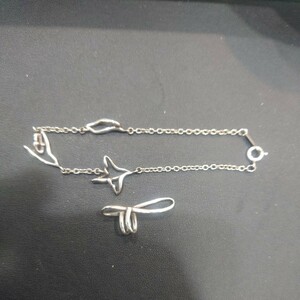 N★1円〜中古品 4℃ ヨンドシー シルバー ヴィンテージ アクセサリー SILVER刻印 ブレス トップ 4.1g