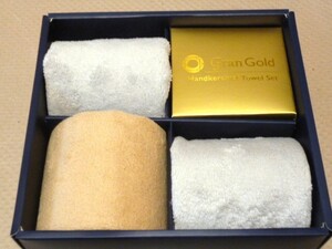  gran Gold handkerchie towel 3 pieces set gift soft handkerchie man and woman use new goods 