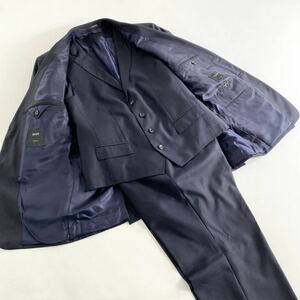 ○ 48L12《未使用》HUGO BOSS ヒューゴボス VITALE BARBERIS CANONICO セットアップ 3ピース シングルスーツ 50 L ダークネイビー メンズ