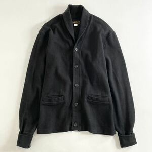 ○ 49L14《美品》Trophy Clothing トロフィークロージング ヘリンボーン ショールカラーカーディガン 42 XL相当 ブラック 羽織 日本製