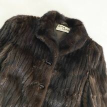 ○ 3L25《本毛皮》ミンクファー ミンクコート 毛皮コート M相当 ダークブラウン MINK FUR レディース リアルファーコート_画像3