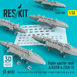 ◆◇RESKIT【RS32-0340】1/32 A/A-37B-6 (TER-7) 爆弾架(5個入り)◇◆