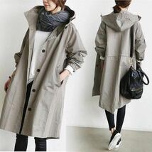 グレー　ロングコート　春　コート ３Ｌ　大きいサイズ　フード付き　韓国_画像2