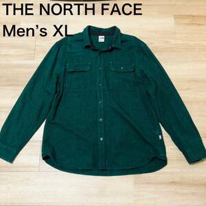 【送料無料】THE NORTH FACE 長袖シャツ緑　メンズXLサイズ　ザノースフェイス