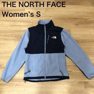 【送料無料】訳ありTHE NORTH FACEナイロン切り返しジップアップフリースジャケット　ネイビー青　レディースSサイズ　デナリジャケット