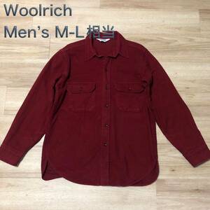 【送料無料】USA製70s Woolrich 長袖シャツ　ダークレッドえんじ色　メンズM-Lサイズ相当　ウールリッチ