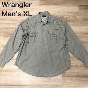 【送料無料】Wrangler 長袖シャツ　カーキベージュ　メンズXLサイズ　ラングラーアウトドアシャツ