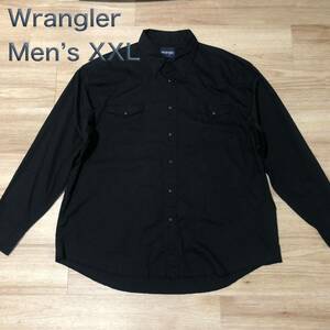 【送料無料】Wrangler 長袖シャツ黒　メンズXXLサイズ　ラングラー大きいビッグサイズ