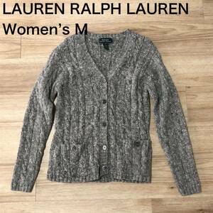 【送料無料】LAUREN RALPH LAUREN ニットカーディガン　グレー　レディースMサイズ　ローレンラルフローレン