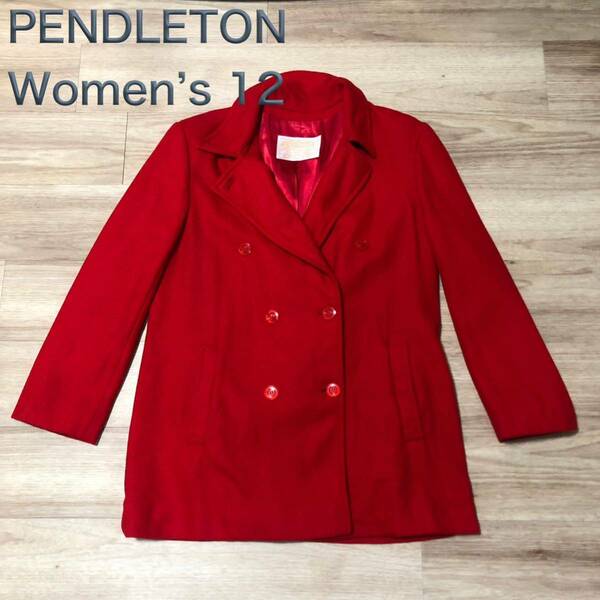 【送料無料】USA製PENDLETON ウールピーコート赤　レディース12サイズ　ペンドルトンジャケットPコート