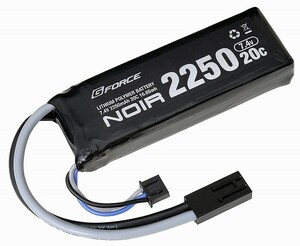 電動ガン用リポバッテリー 充電池 Noir LiPo 7.4V 2250mAh ミニS互換サイズ　ネコポス送料無料