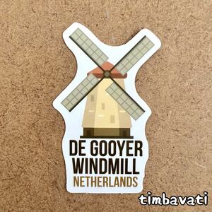 新品【オランダ】 アムステルダム　デ・ホイエル　風車　ステッカー　2034